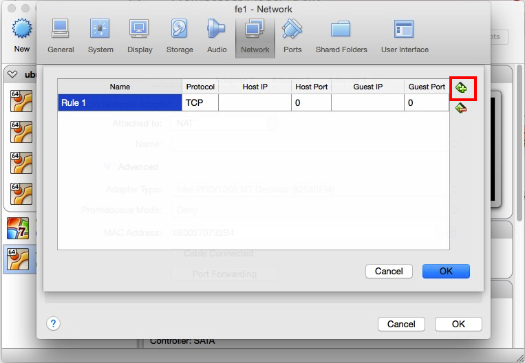 Configure VirtualBox NAT port forwarding step 2