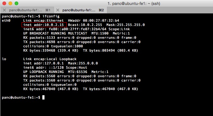 An example of NAT private IP address on a Ubuntu virtual machine
